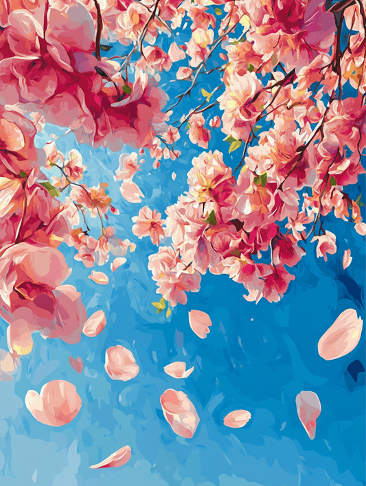 Sakura Petals, Pink and Blue