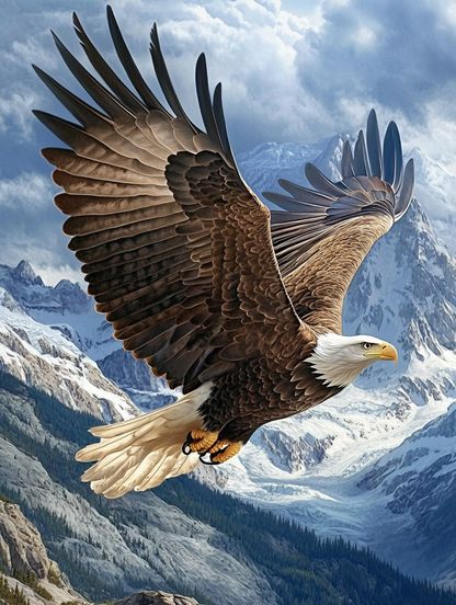 Eagle Soaring Over Mountains