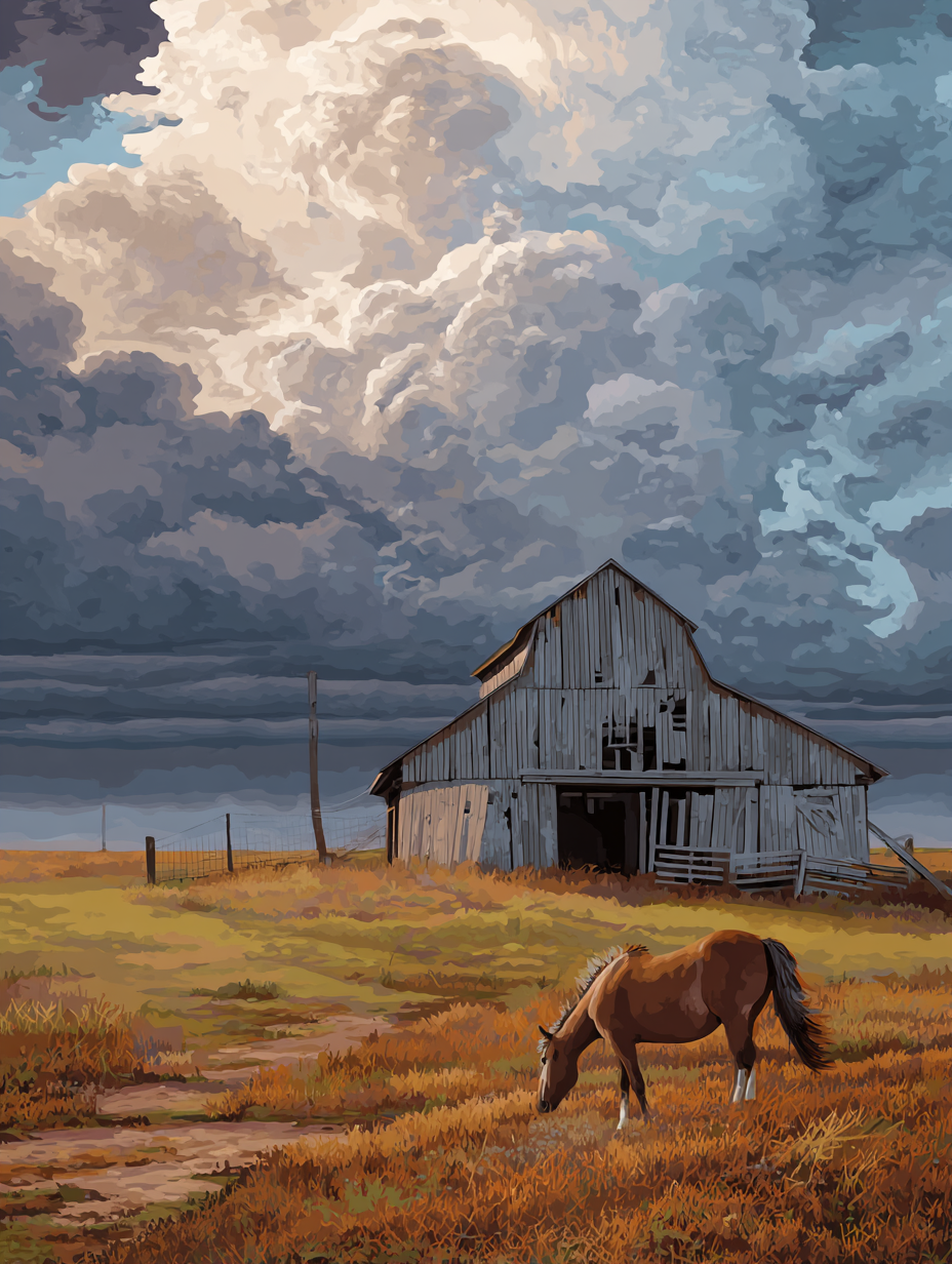 Peaceful Horse Old Barn