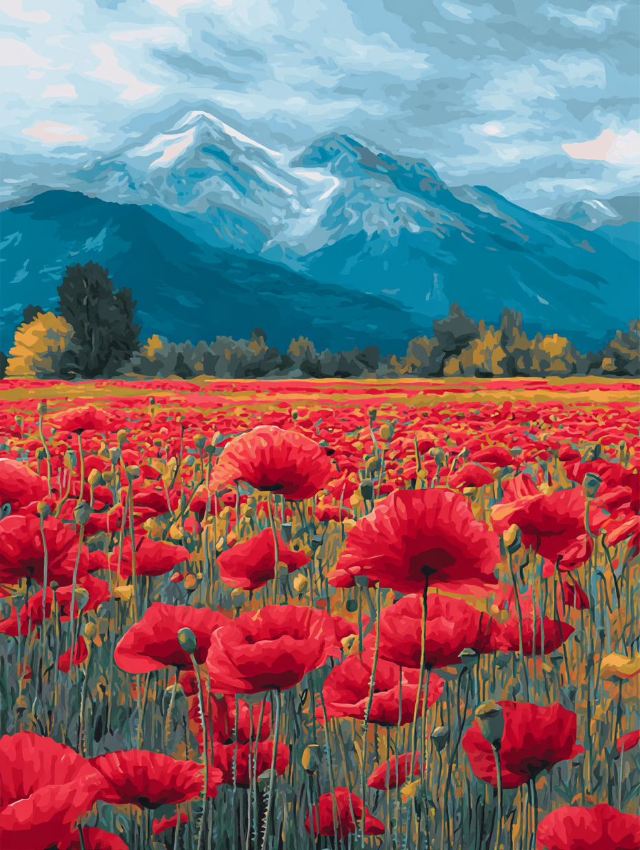 Poppy Field Mountain View