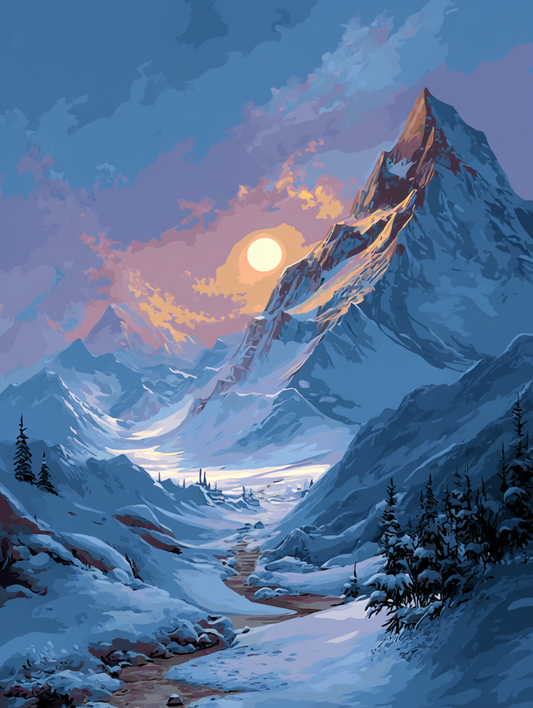 Snowy Mountains Winter Sunset