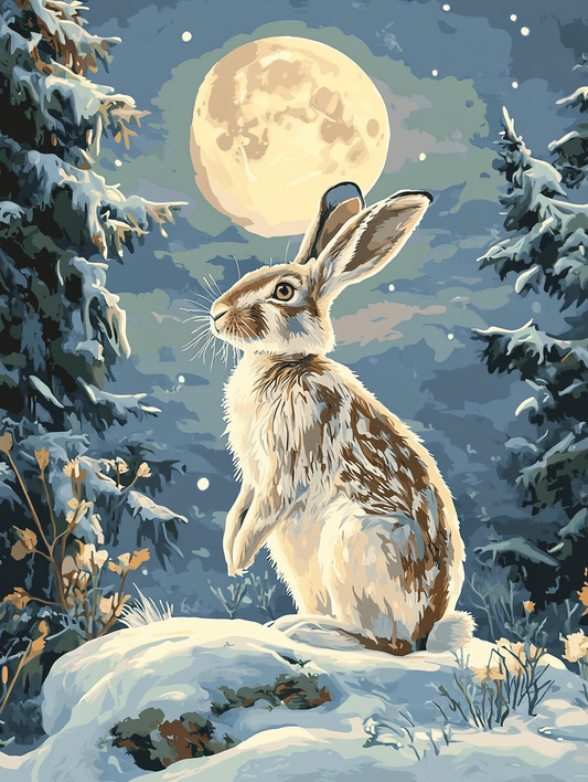Snowy Night Hare