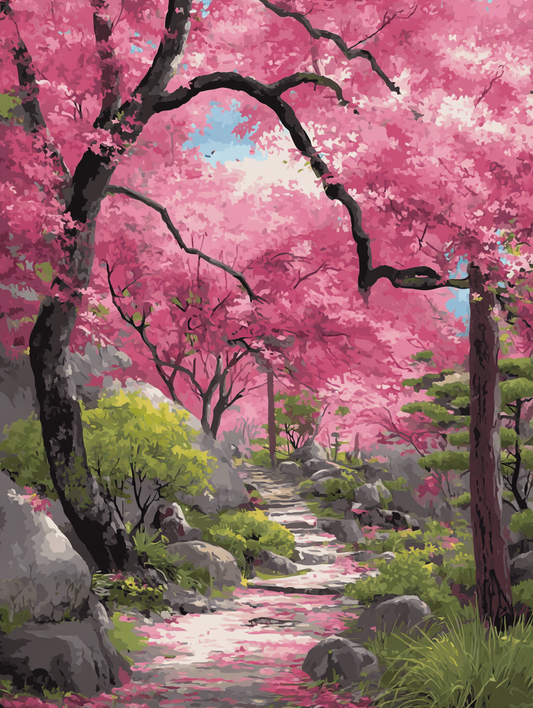 Springtime Floral Pathway Scene