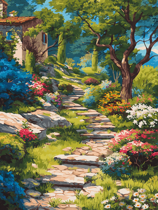 Stone Path Flower Garden