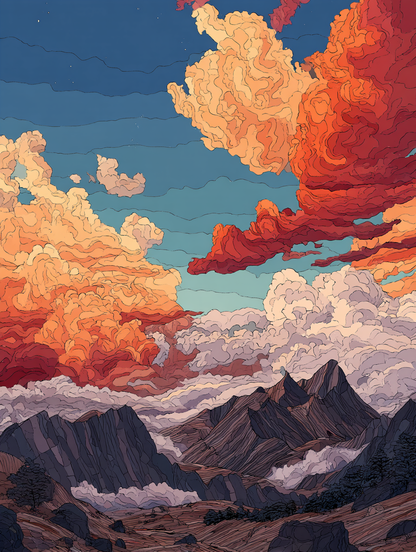 Sunset Mountain Clouds