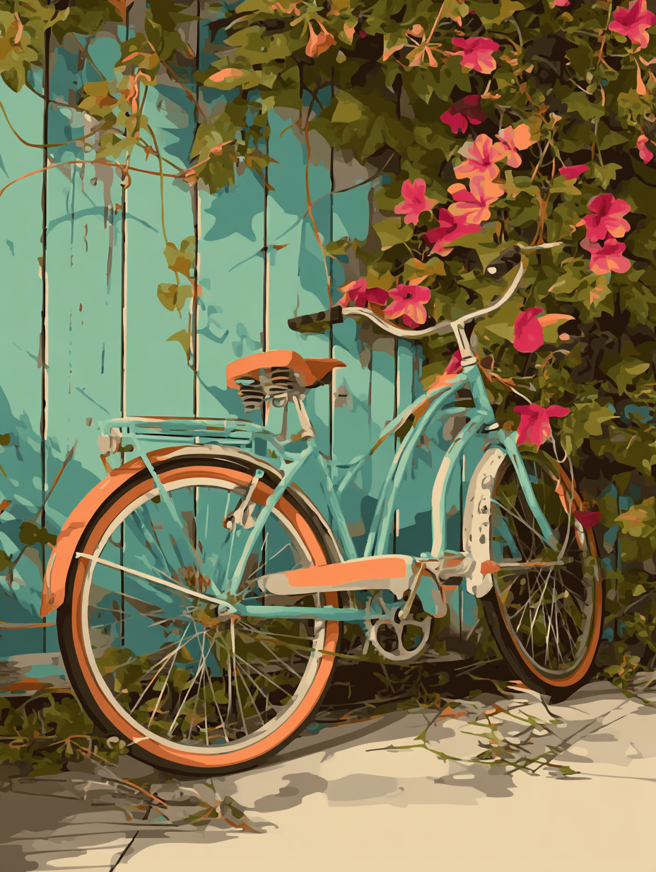 Vintage Bike Floral Wall