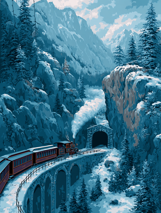 Winter Train Mountain Pass