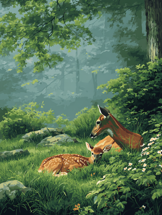 Woodland Deer Gentle Scene