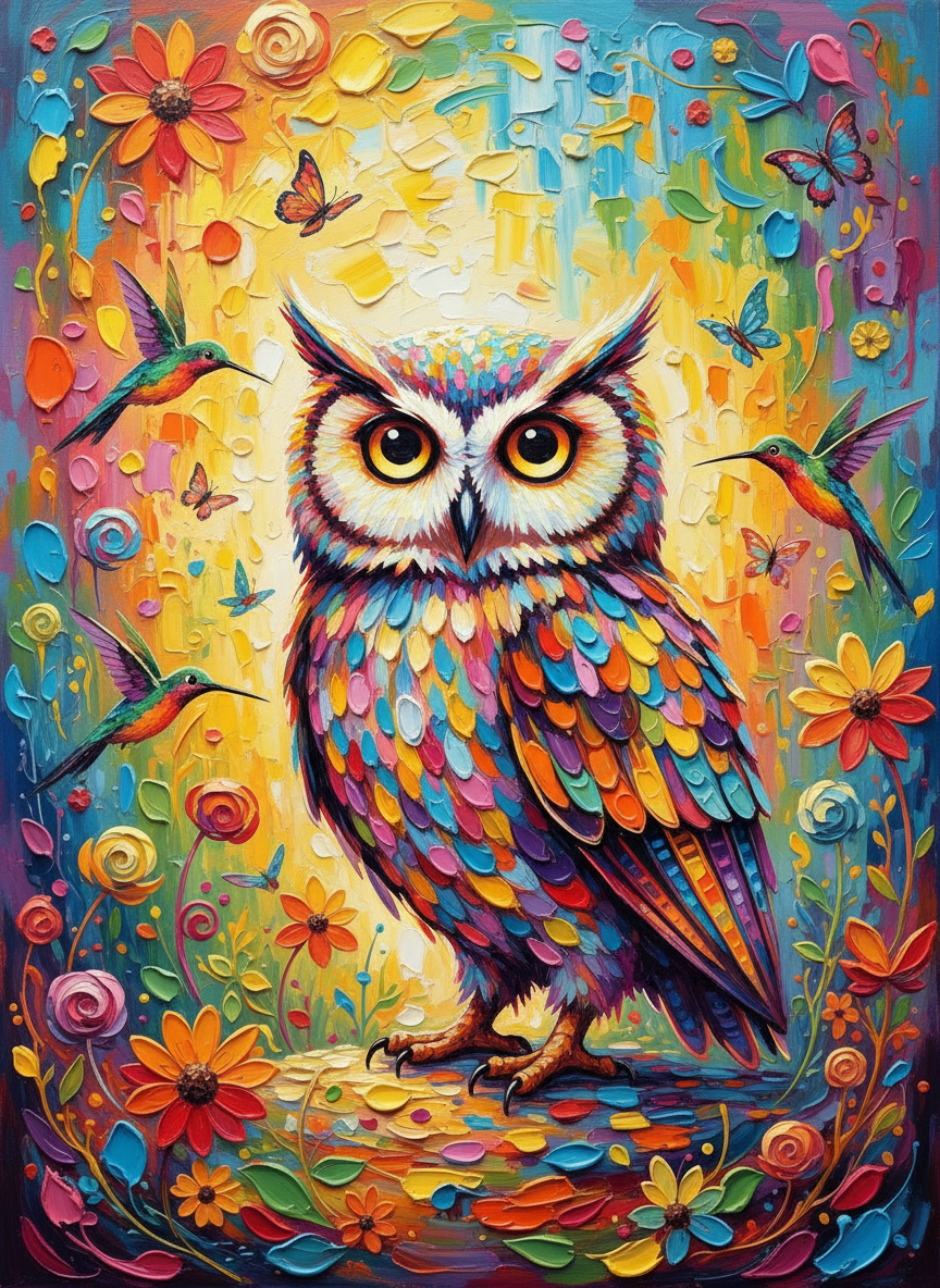 Owl Amidst Blooms