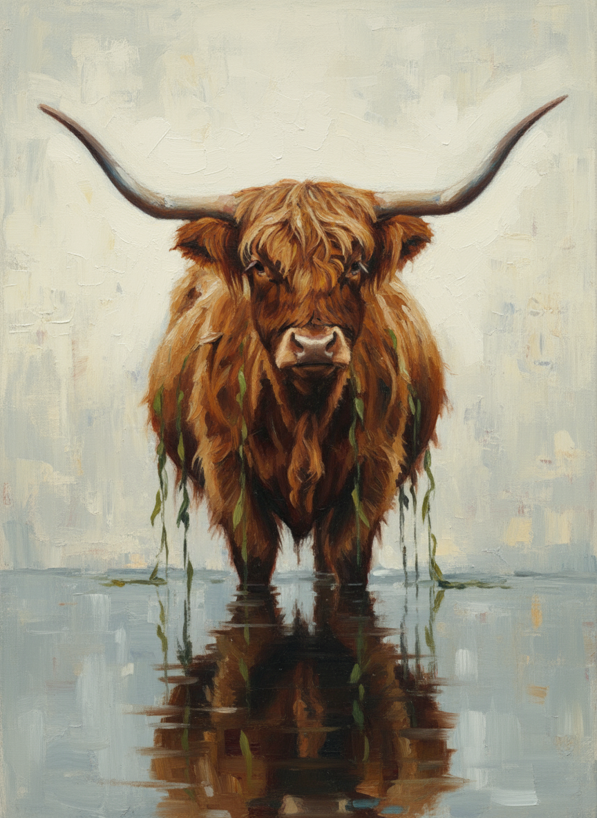 Highland Cow Genesis in Water