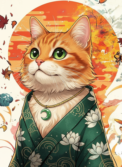 Autumn Cat in Kimono
