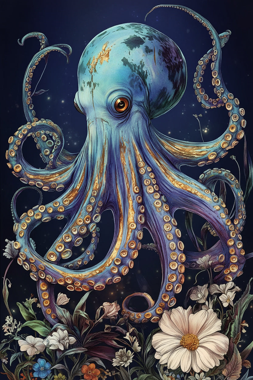 Octopus Above Flowerbed