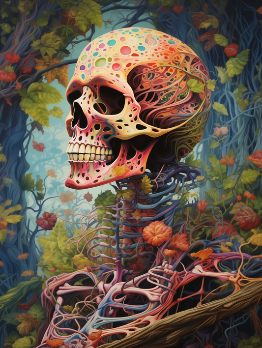 Skull Entwined in Sea Roots