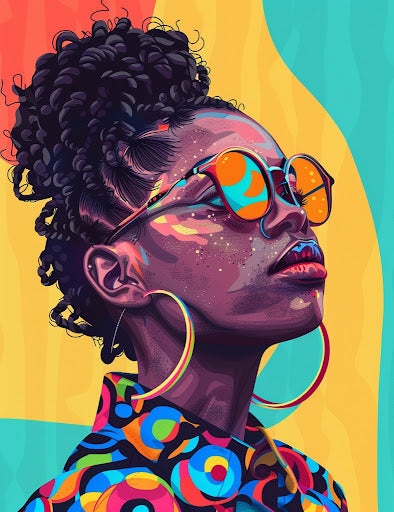 Woman, Neon Sunglasses, & Curls