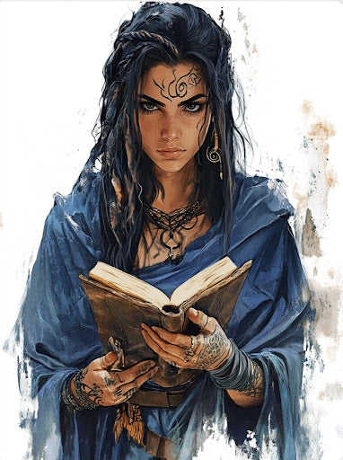 Sorceress Reading, Blue Robe